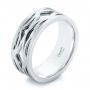  14K Gold And 18k White Gold 14K Gold And 18k White Gold Two-tone Filigree Men's Band - Three-Quarter View -  103127 - Thumbnail