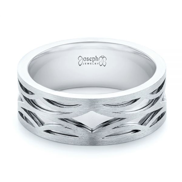  Platinum And Platinum Platinum And Platinum Two-tone Filigree Men's Band - Flat View -  103127