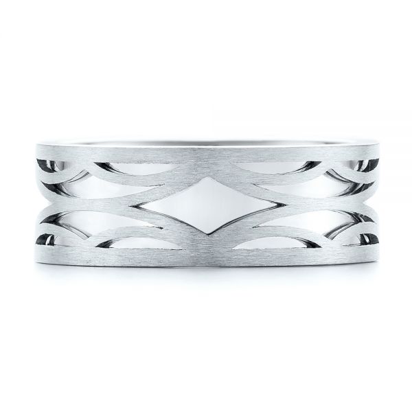 14K Gold And Platinum 14K Gold And Platinum Two-tone Filigree Men's Band - Top View - 103127
