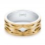  14K Gold And 14k Yellow Gold 14K Gold And 14k Yellow Gold Two-tone Filigree Men's Band - Flat View -  103127 - Thumbnail