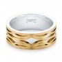  Platinum And 18k Yellow Gold Platinum And 18k Yellow Gold Two-tone Filigree Men's Band - Flat View -  103127 - Thumbnail