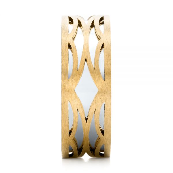 14K Gold And 18k Yellow Gold 14K Gold And 18k Yellow Gold Two-tone Filigree Men's Band - Side View - 103127