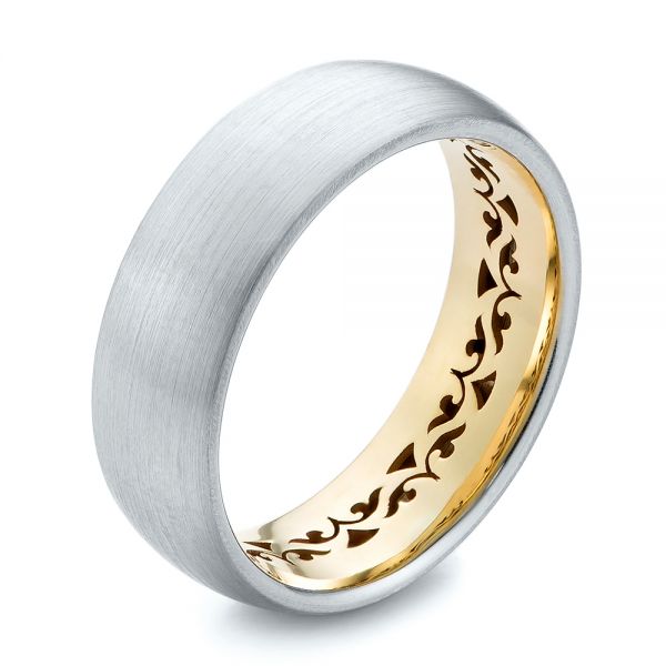 Two-tone Men's Wedding Band - Three-Quarter View -  103857