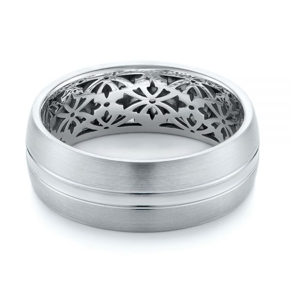 18K Gold And 18k White Gold 18K Gold And 18k White Gold Two-tone Men's Wedding Band - Flat View - 103837