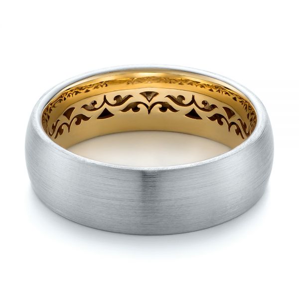 Two-tone Men's Wedding Band - Flat View -  103857