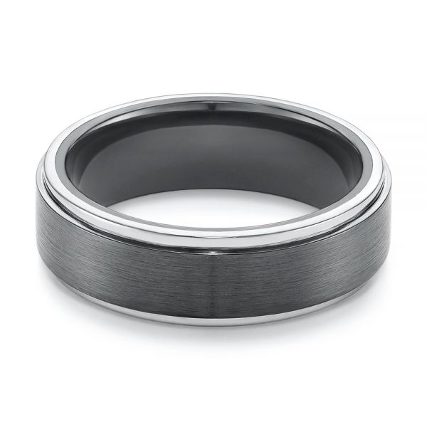 Two-tone Zirconium Men's Wedding Ring - Flat View -  105893