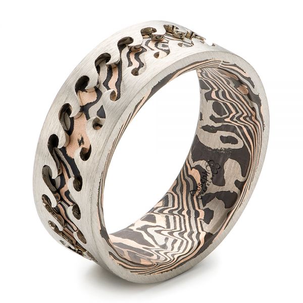 Wave Mokume Men's Wedding Band - Image