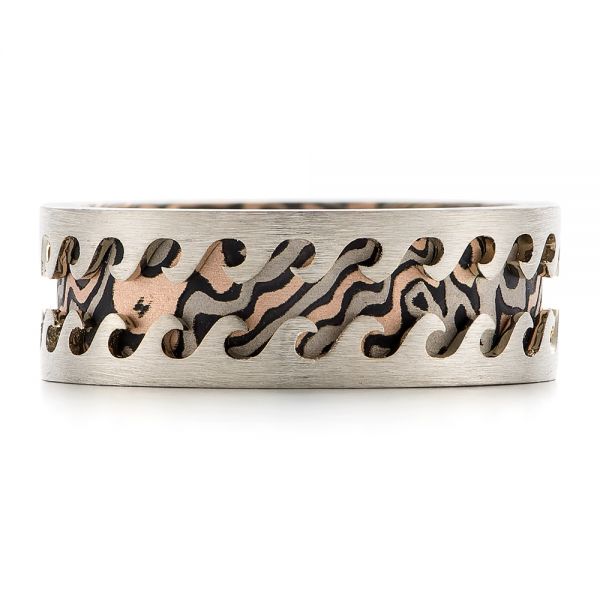 Wave Mokume Men's Wedding Band - Top View -  102562