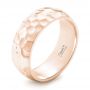 18k Rose Gold 18k Rose Gold Hammered Men's Wedding Band - Three-Quarter View -  102566 - Thumbnail