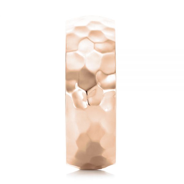 14k Rose Gold 14k Rose Gold Hammered Men's Wedding Band - Side View - 102566