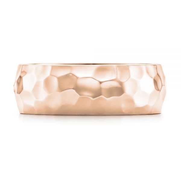 14k Rose Gold 14k Rose Gold Hammered Men's Wedding Band - Top View - 102566