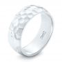 18k White Gold 18k White Gold Hammered Men's Wedding Band - Three-Quarter View -  102566 - Thumbnail