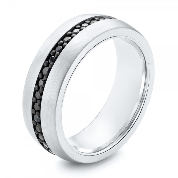 White Tungsten Black Sapphire Men's Band - Image