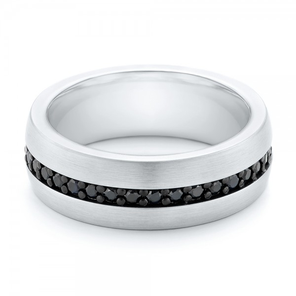 White Tungsten Black Sapphire Men's Band - Flat View -  102699