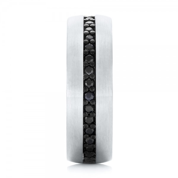 White Tungsten Black Sapphire Men's Band - Side View -  102699