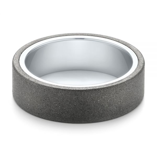 White Tungsten Carbide Men's Wedding Band - Flat View - 103884