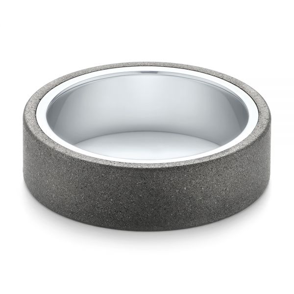 White Tungsten Carbide Men's Wedding Band - Flat View -  103884