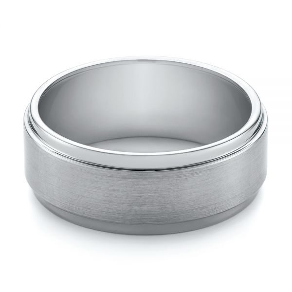 White Tungsten Men's Wedding Ring - Flat View - 103877