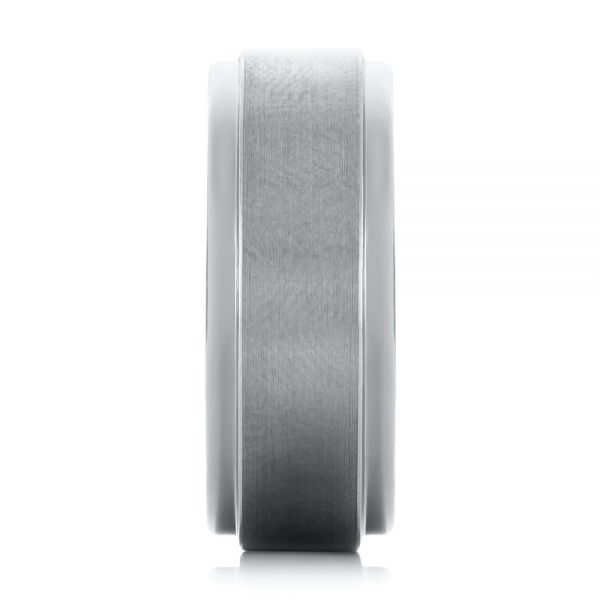 White Tungsten Men's Wedding Ring - Side View - 103877