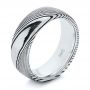 White Tungsten And Damascus Men's Wedding Band - Three-Quarter View -  105308 - Thumbnail