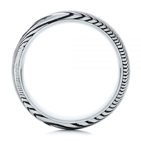 White Tungsten And Damascus Men's Wedding Band - Front View - 105308