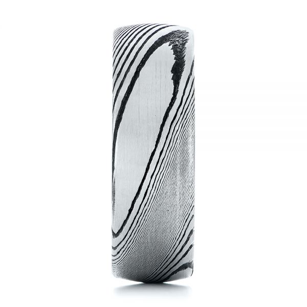 White Tungsten And Damascus Men's Wedding Band - Side View - 105308