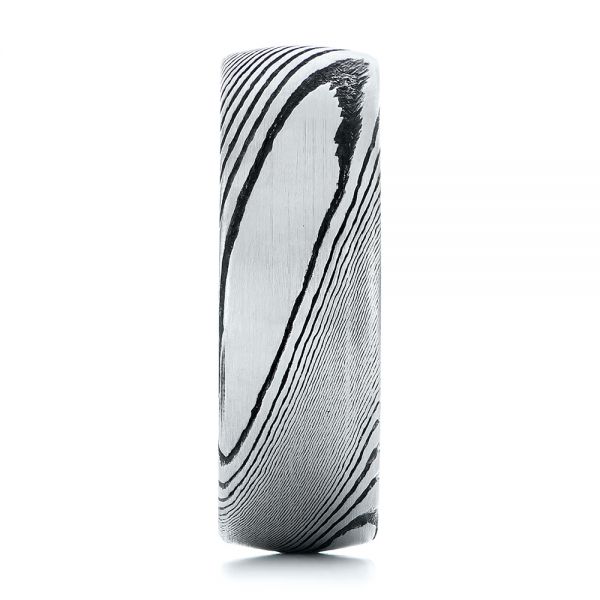 White Tungsten and Damascus Men's Wedding Band - Image