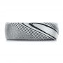 White Tungsten And Damascus Men's Wedding Band - Top View -  105308 - Thumbnail