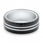 Tungsten And Black Carbon Fiber Men's Band - Flat View -  102680 - Thumbnail