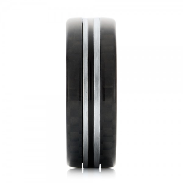 Tungsten And Black Carbon Fiber Men's Band - Side View -  102680