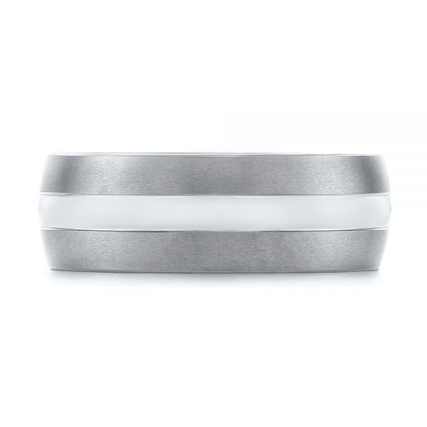 White And Black Tungsten Men's Wedding Band - Top View - 103873