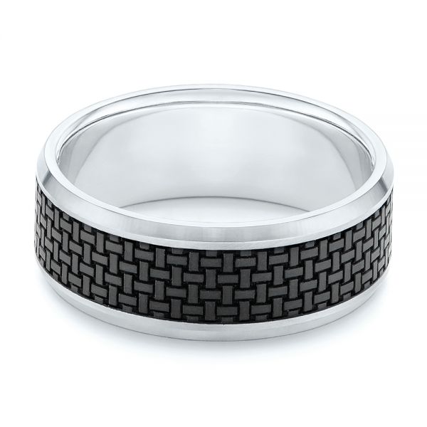 Woven Carbon Fiber Inlay Wedding Band - Flat View -  105528