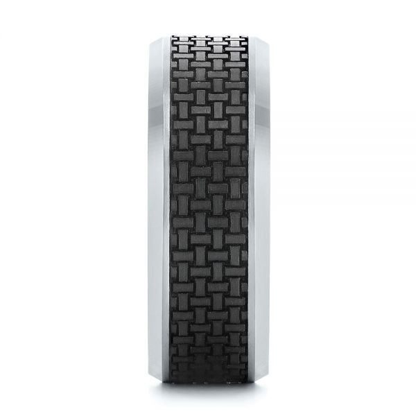 Woven Carbon Fiber Inlay Wedding Band - Side View - 105528