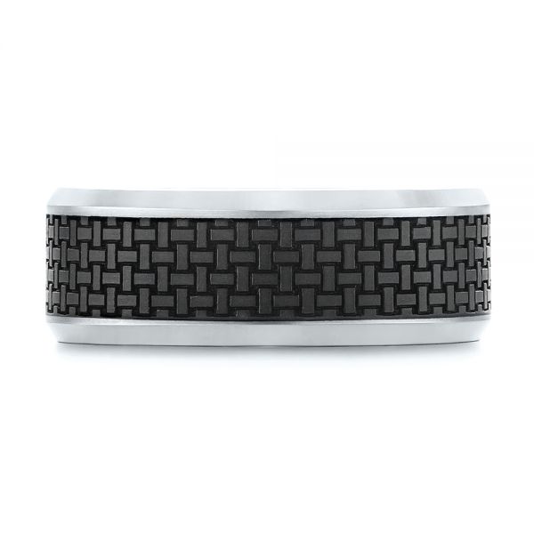 Woven Carbon Fiber Inlay Wedding Band - Top View - 105528