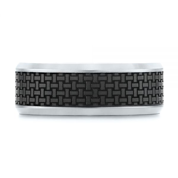 Woven Carbon Fiber Inlay Wedding Band - Top View -  105528