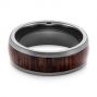 Zirconium Men's Wedding Ring With Hardwood Inlay - Flat View -  105889 - Thumbnail