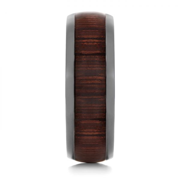 Zirconium Men's Wedding Ring With Hardwood Inlay - Side View - 105889