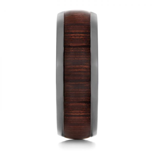 Zirconium Men's Wedding Ring with Hardwood Inlay - Image