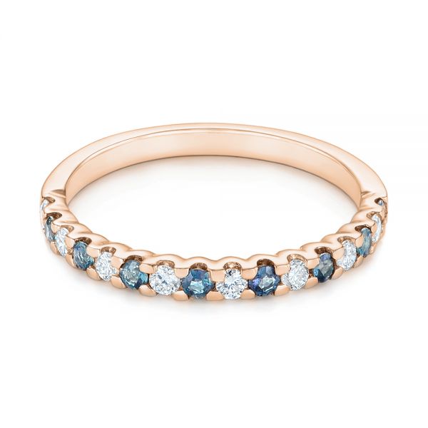 14k Rose Gold 14k Rose Gold Alexandrite And Diamond Wedding Band - Flat View -  104592