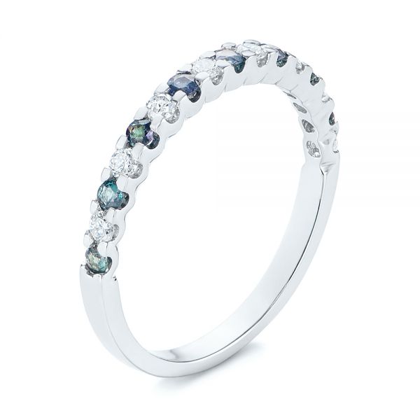 Alexandrite and Diamond Wedding Band - Image