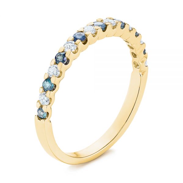 18k Yellow Gold 18k Yellow Gold Alexandrite And Diamond Wedding Band - Three-Quarter View -  104592