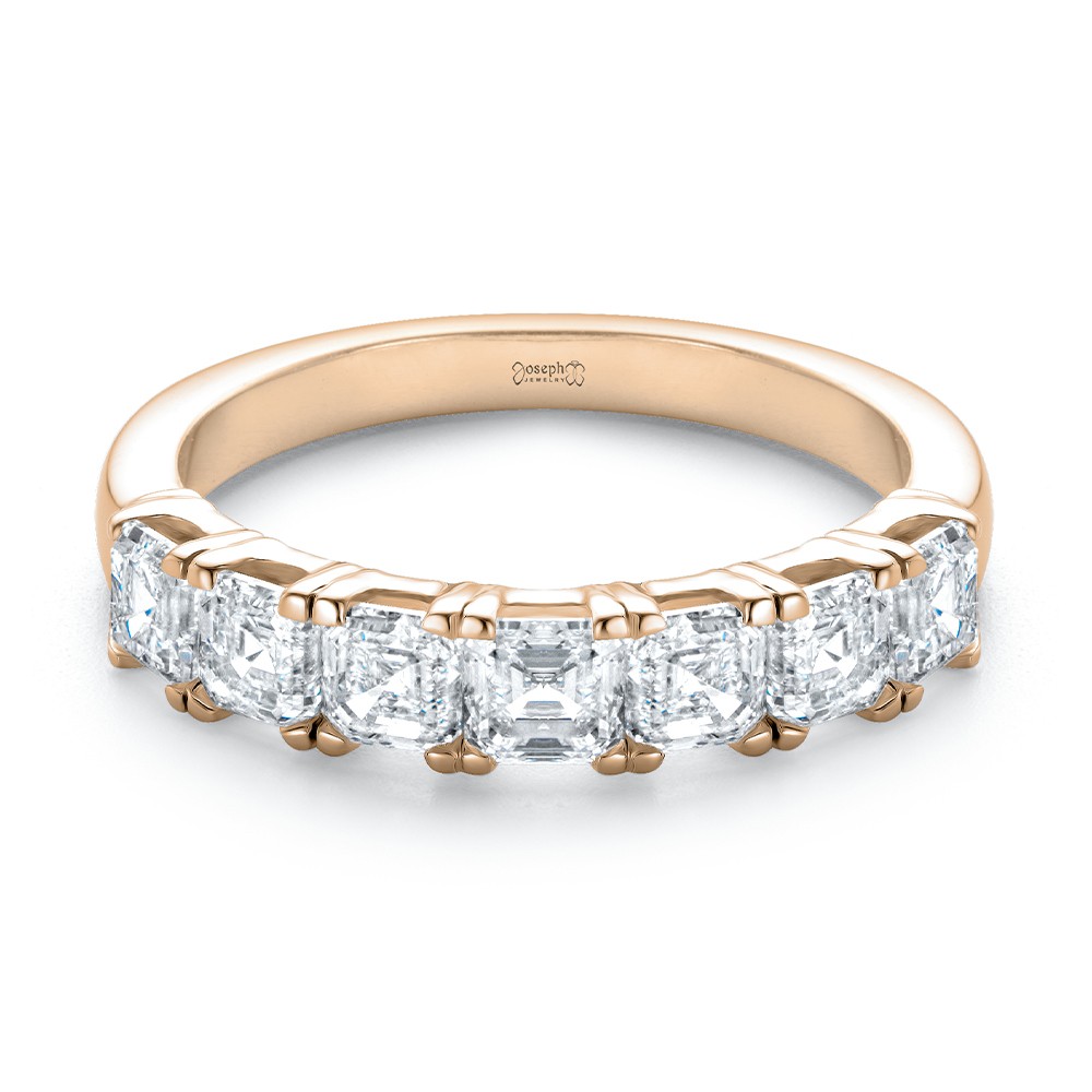 14k Rose Gold 14k Rose Gold Asscher Cut Diamond Wedding Band - Flat View -  108331 - Thumbnail