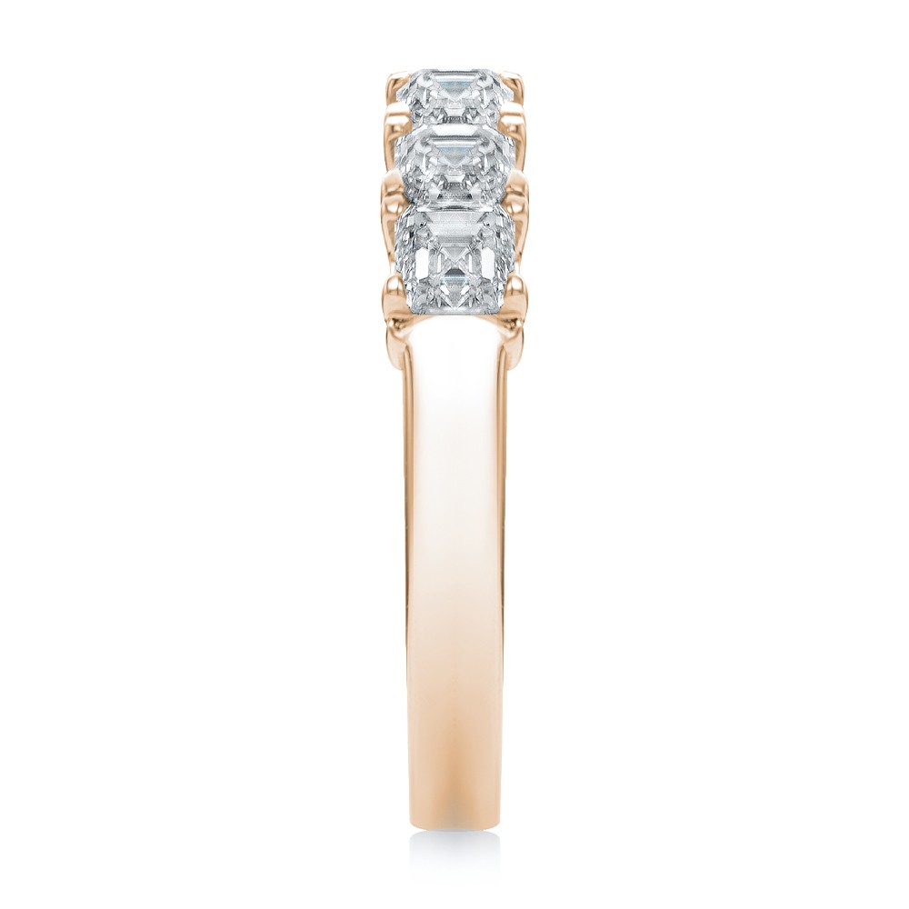 14k Rose Gold 14k Rose Gold Asscher Cut Diamond Wedding Band - Side View -  108331 - Thumbnail