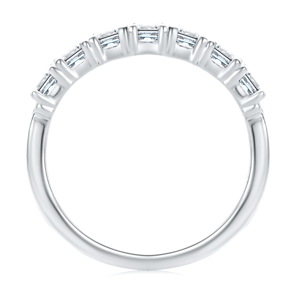 18k White Gold Asscher Cut Diamond Wedding Band - Front View -  108331 - Thumbnail