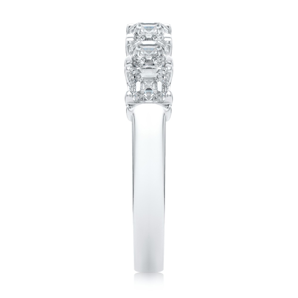 18k White Gold Asscher Cut Diamond Wedding Band - Side View -  108331 - Thumbnail