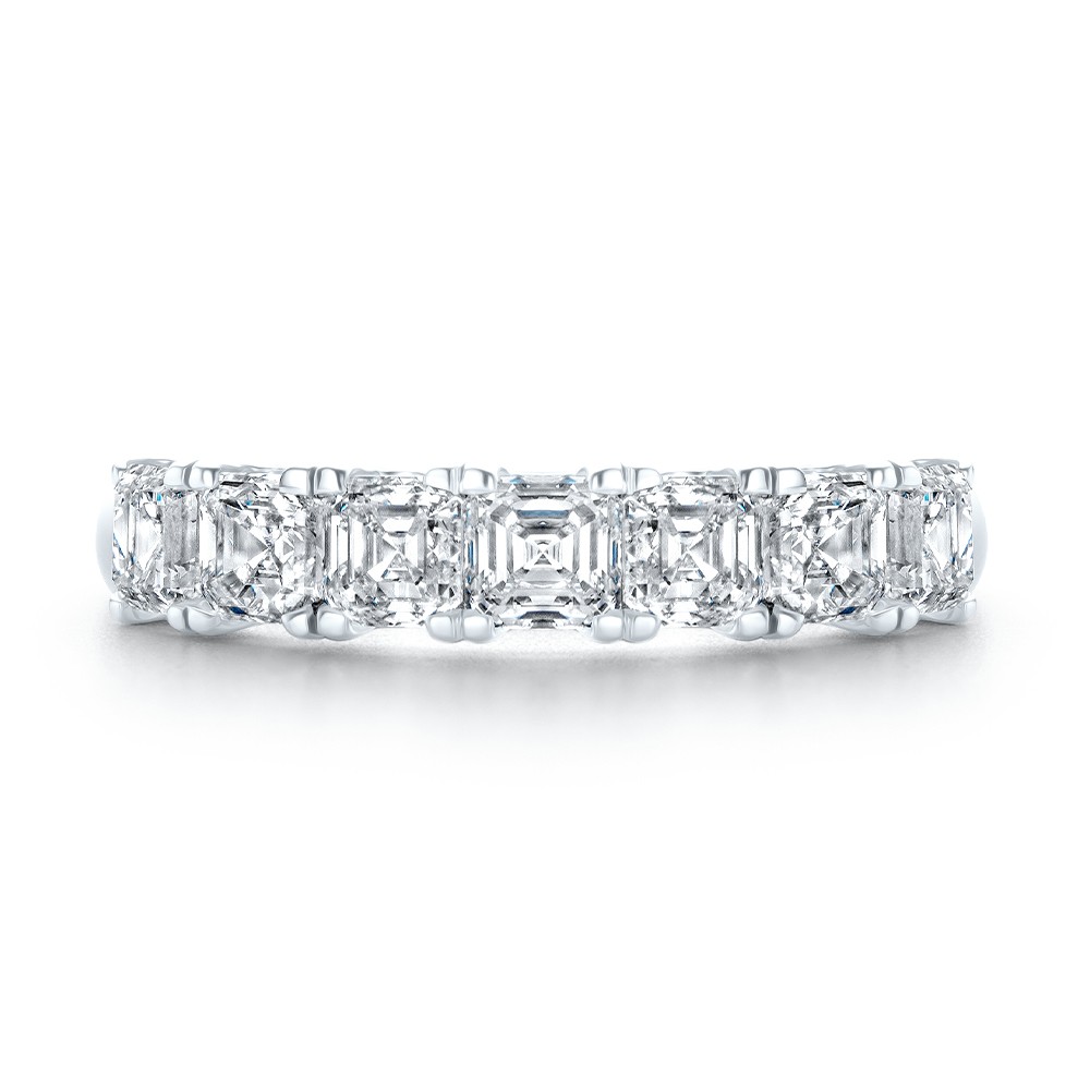 18k White Gold Asscher Cut Diamond Wedding Band - Top View -  108331 - Thumbnail