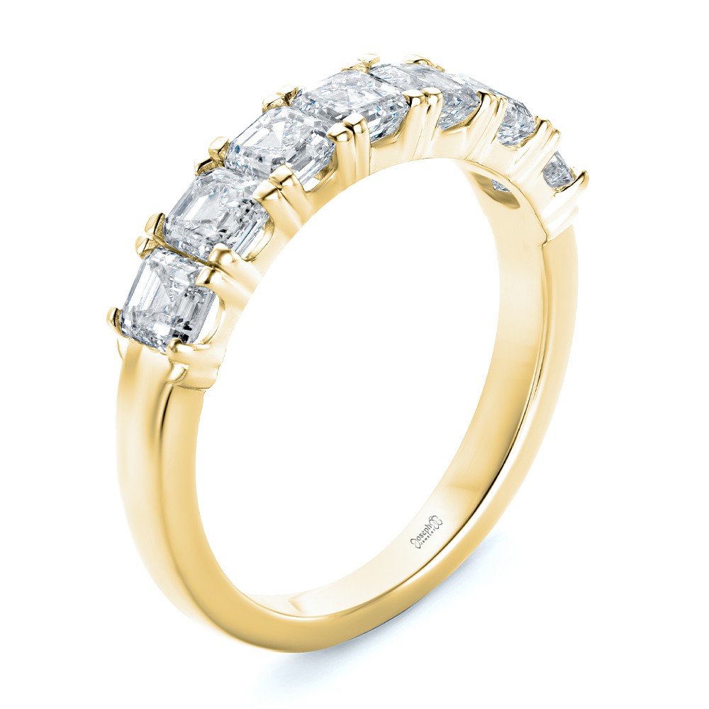 14k Yellow Gold 14k Yellow Gold Asscher Cut Diamond Wedding Band - Three-Quarter View -  108331 - Thumbnail