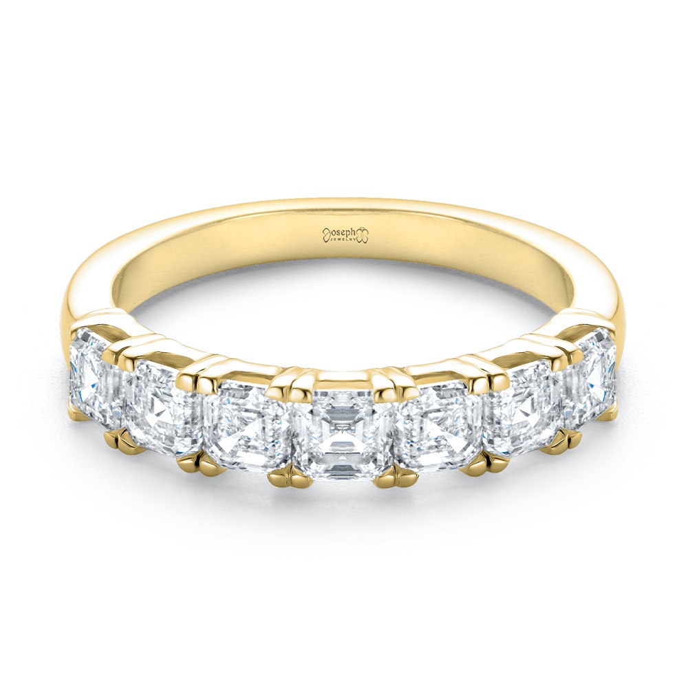 14k Yellow Gold 14k Yellow Gold Asscher Cut Diamond Wedding Band - Flat View -  108331 - Thumbnail