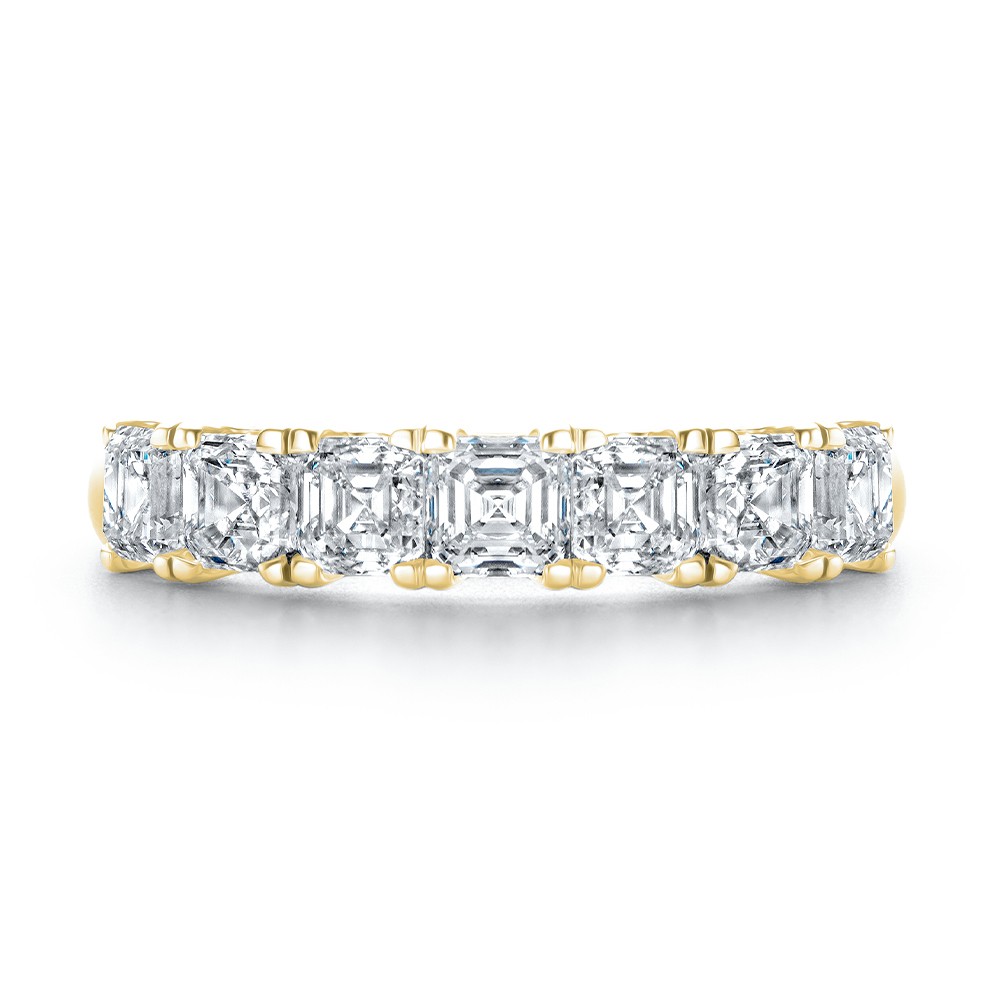 14k Yellow Gold 14k Yellow Gold Asscher Cut Diamond Wedding Band - Top View -  108331 - Thumbnail