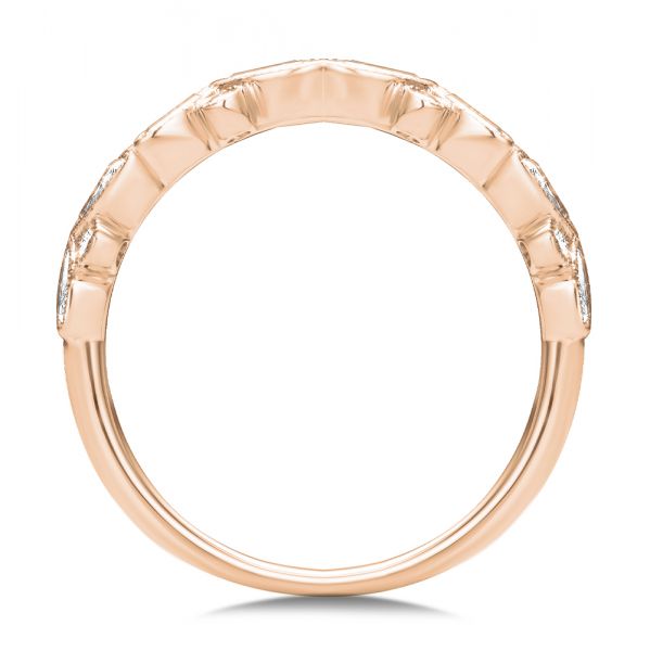 18k Rose Gold 18k Rose Gold Assorted Diamond and Milgrain Wedding Band - Front View - 107715